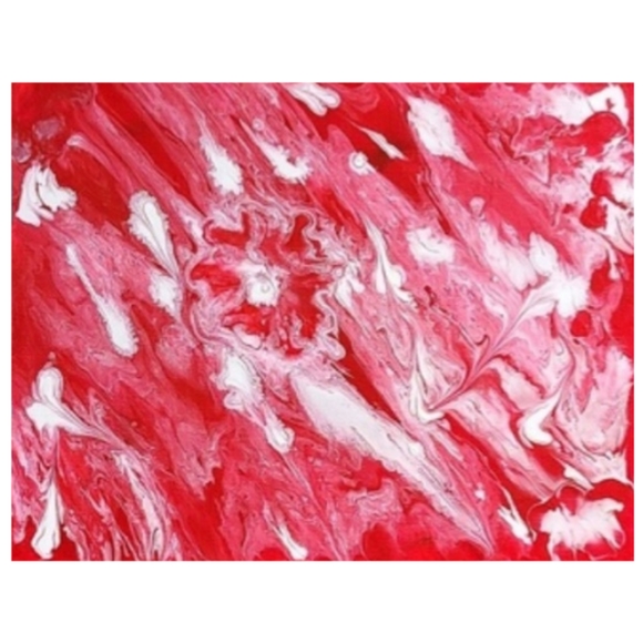 Hand Crafted Red and White Abstract Design 11x14 Inches Canvas Painting - Picture 4 of 4